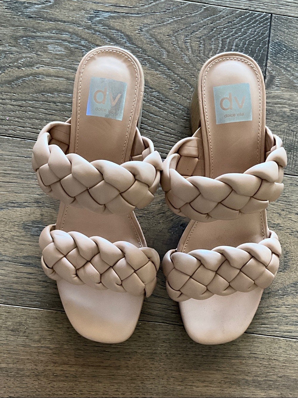Dolce Vita Blush Braided Double-Strap Slide Heels